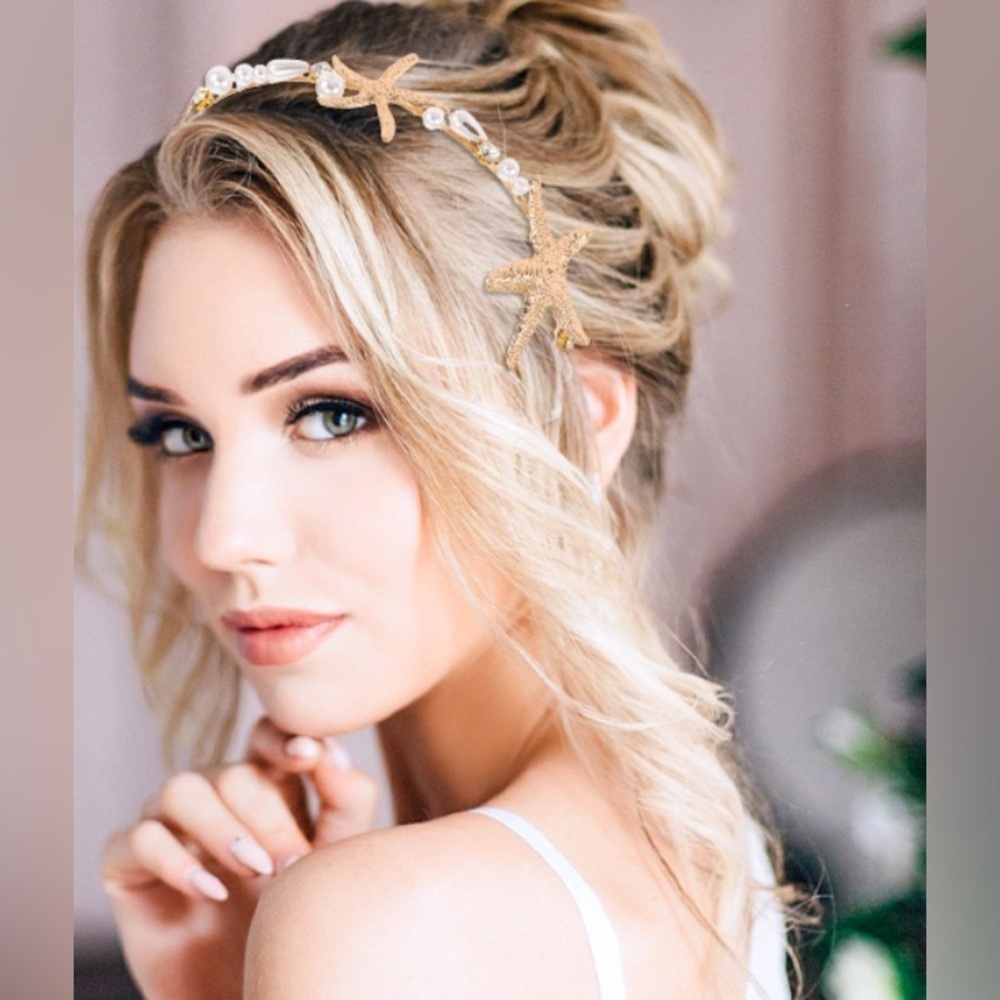 New beautiful Gold Starfish Pearl Headband Bridal ✨✨💕